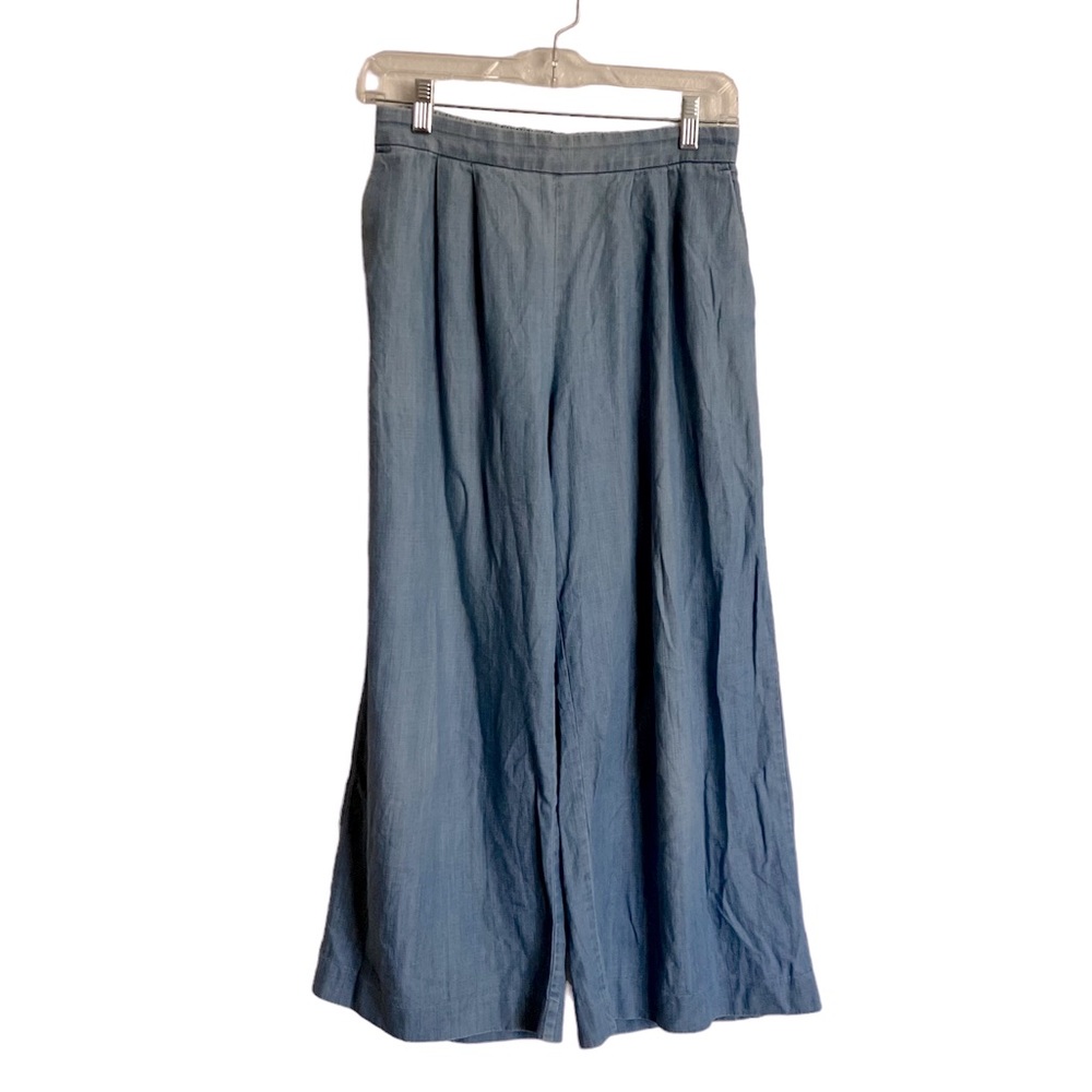 J Crew Pleated Wide Leg Chambray Crop- Size 4